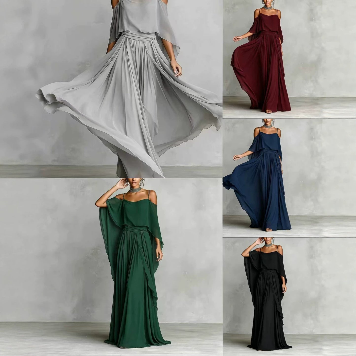 Effect Cold-shoulder Sleeveless Solid Color Minimalist Dress