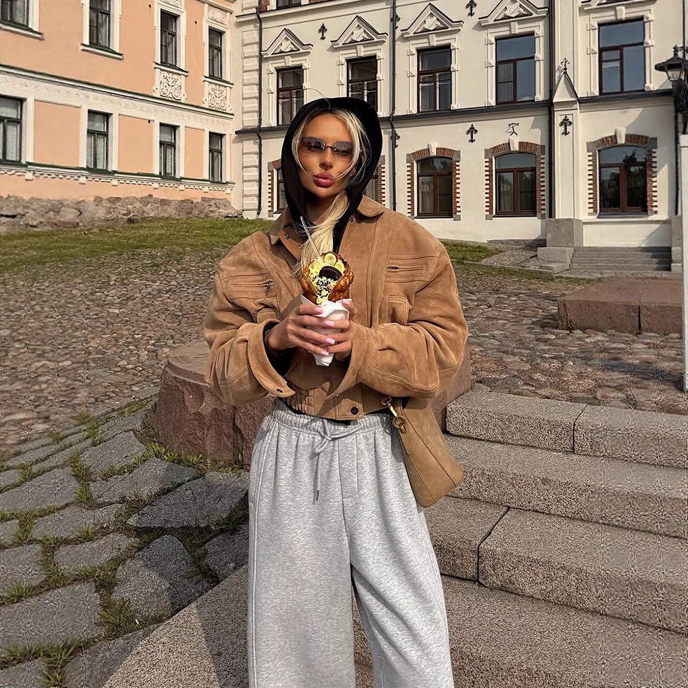 Fashionable Retro Solid Color Early Autumn Coats