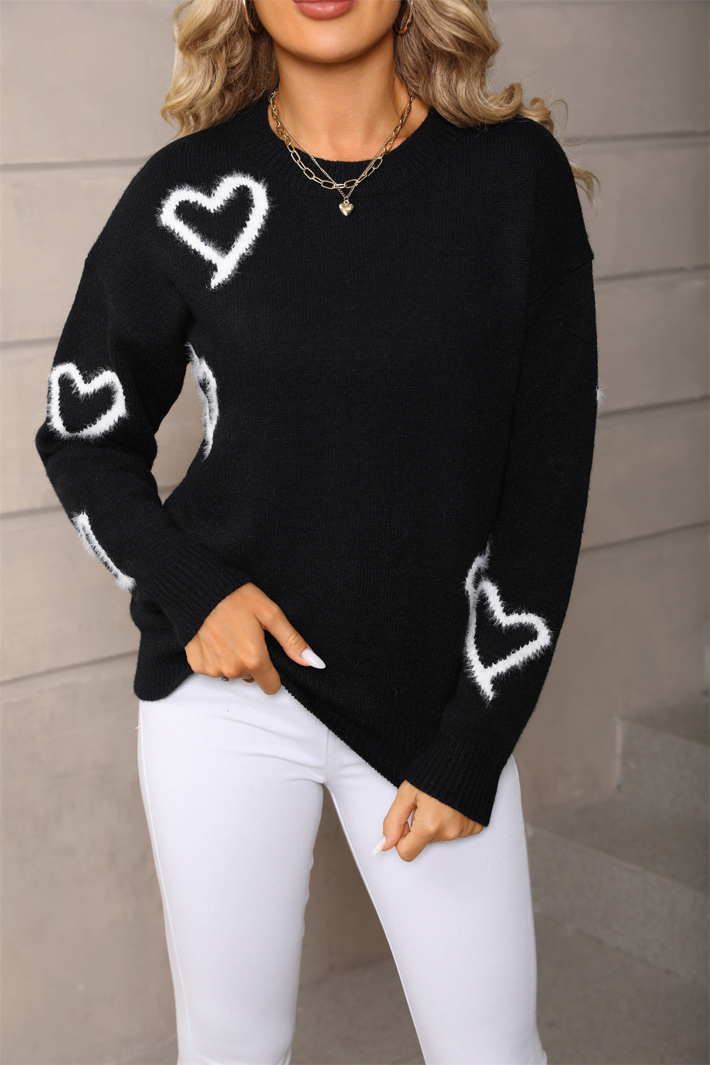 Women's Love Valentine's Day Round Neck Pullover Sweaters