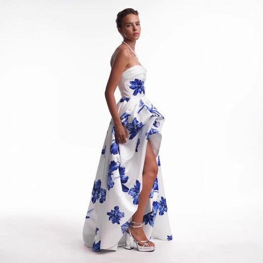 Women's Tube Printing Backless Waist Trimming Bottoming Dresses