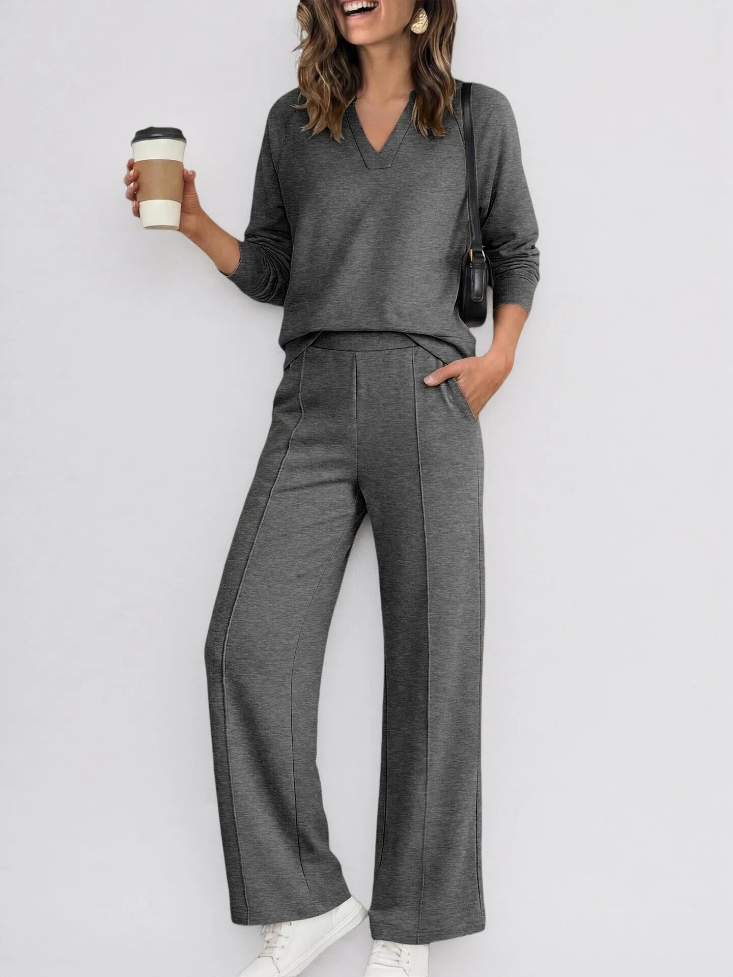 Women's Sportswear Solid Color Long-sleeved Trousers Fashion Casual Suit