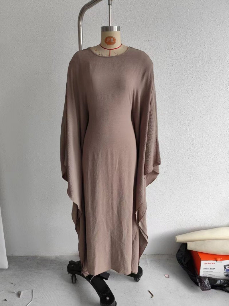 Slouchy Women's Elegant Solid Color Long-sleeved Dress