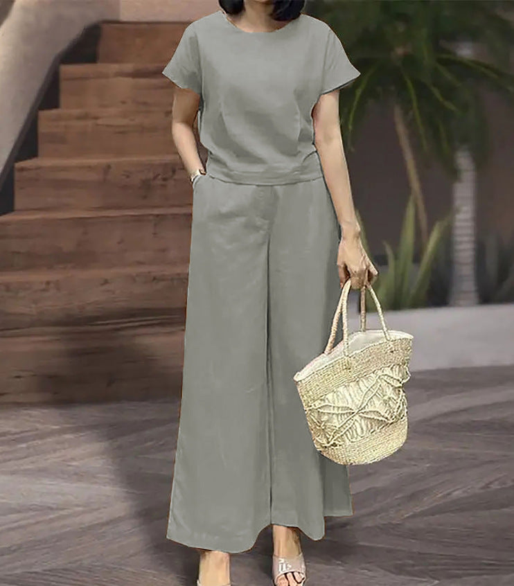 Women's Summer Two-piece Solid Color Loose Label Fashion Casual Suit
