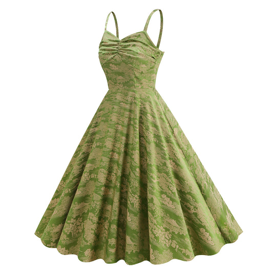 Design Jacquard Artistic Slim Youthful Sling Big Dresses