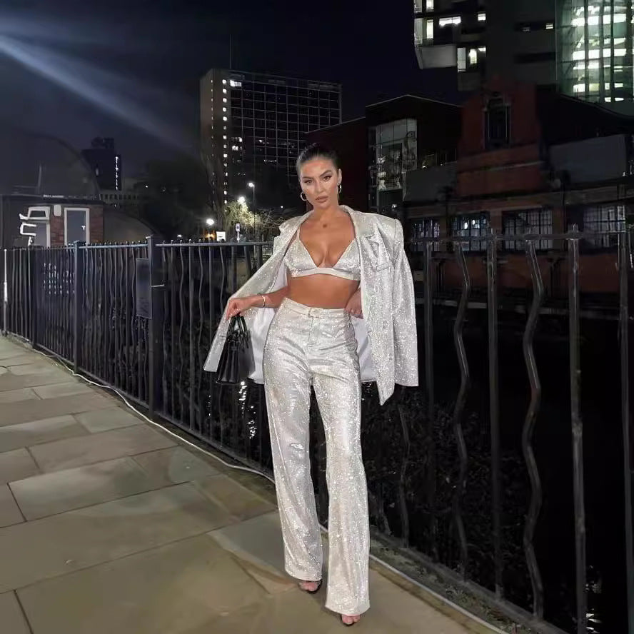 Cool Solid Color Three-piece Female Underwear Fashion Casual Suit