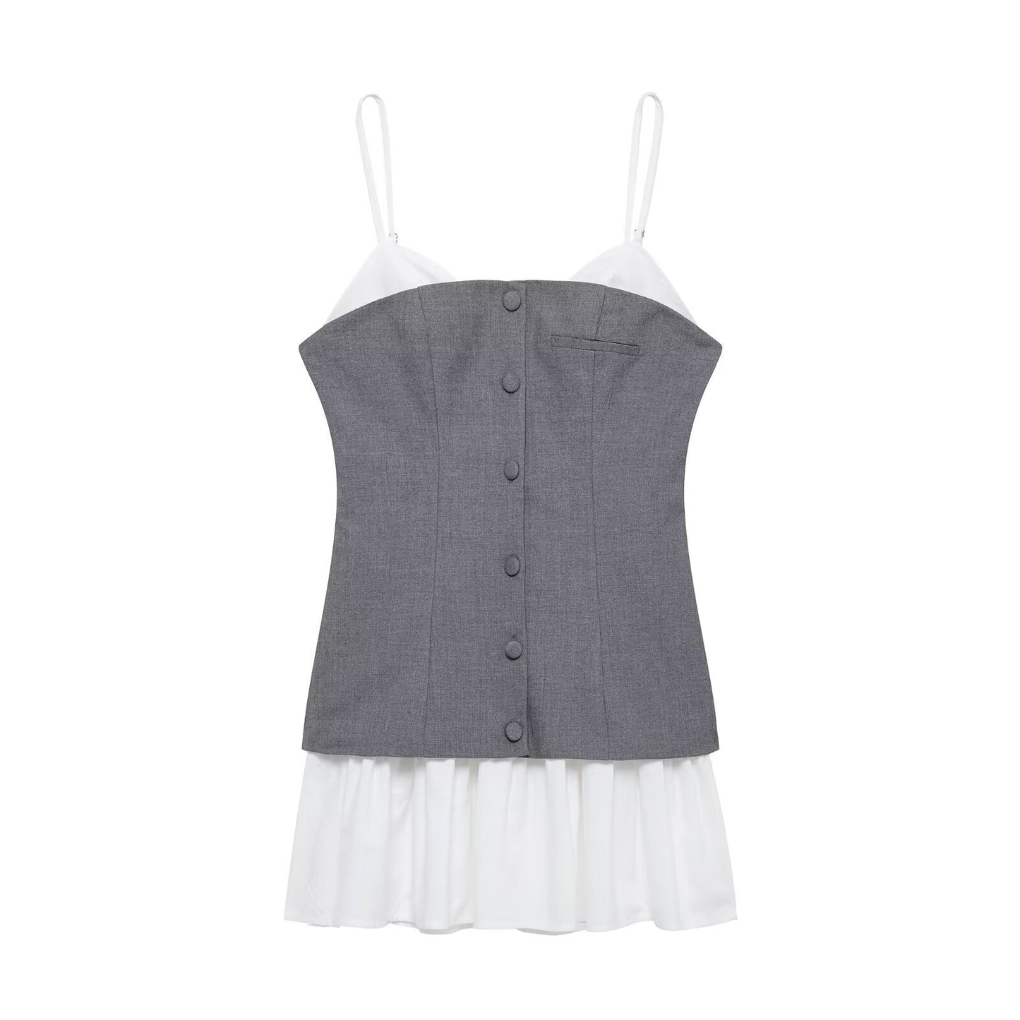 Women's Early Spring Poplin Stitching Pleated Dress Dresses