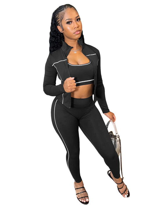 Women's Fashion Wear Zipper Thumb Hole Long-sleeved Suits