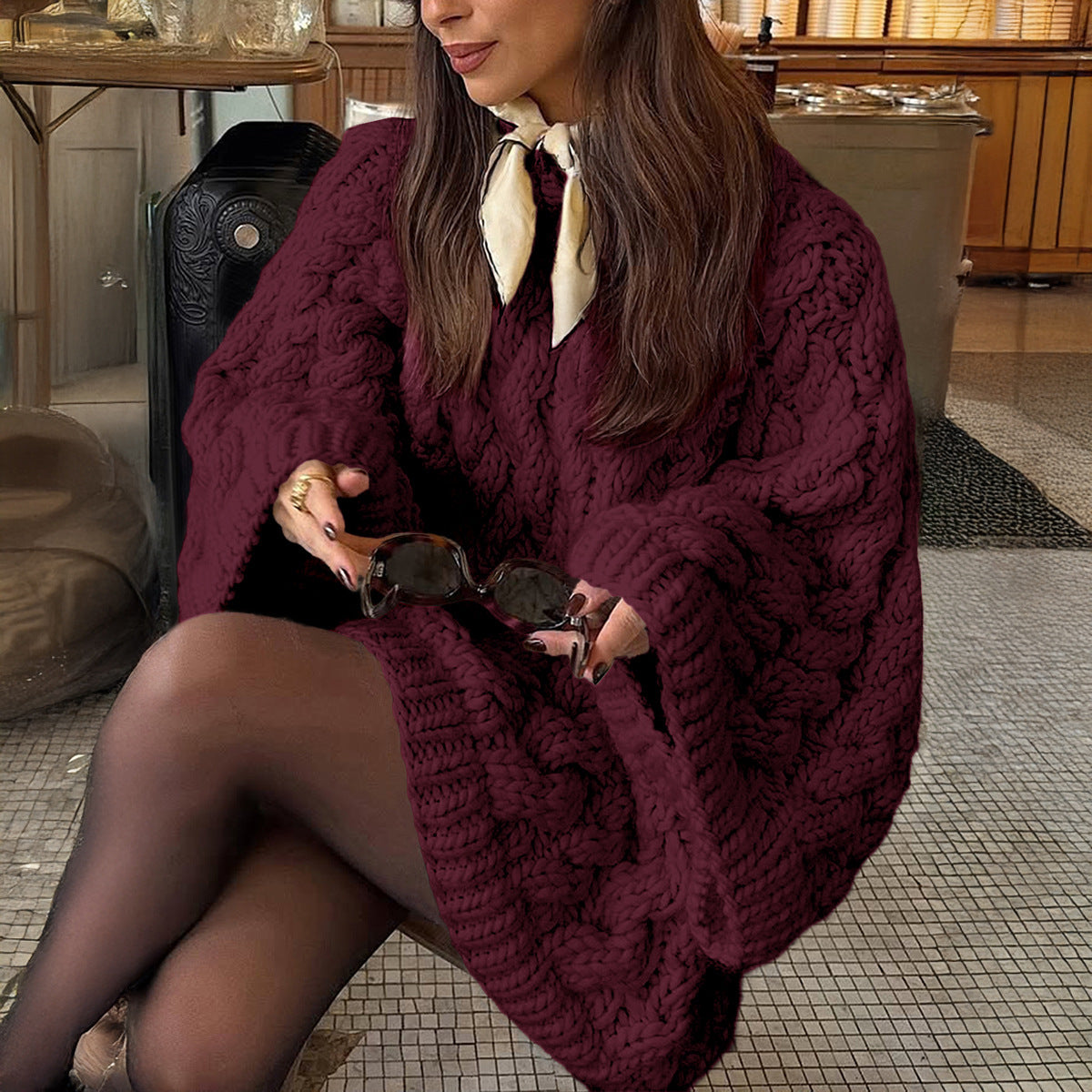 Women's Leisure Vacation Woolen Long Sleeve Sweater