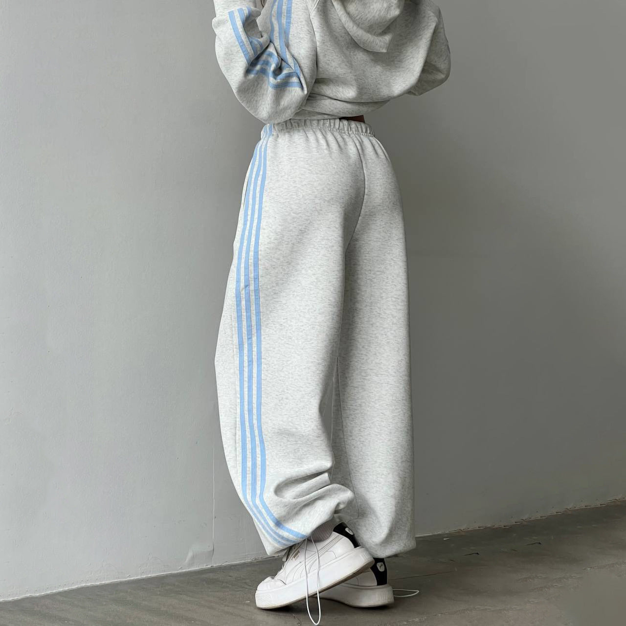 Patchwork Hooded Loose Long Sleeves Pullover Suits
