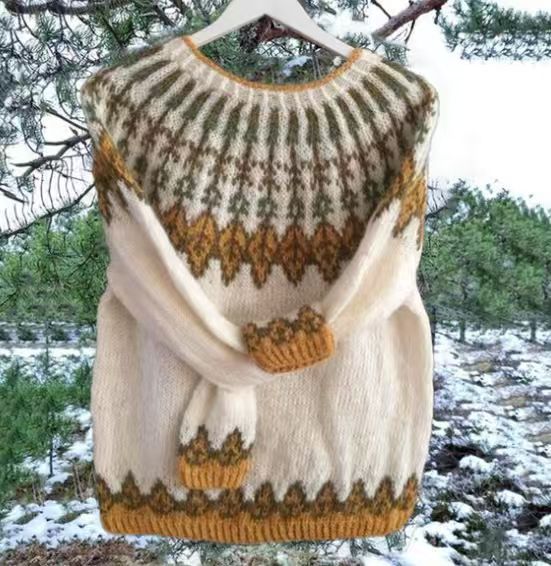 Women's Round Neck Multicolor Loose Fashion Pullover Sweater