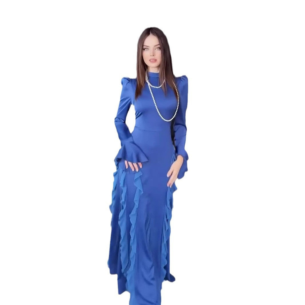 Spring Satin Court Chiffon Stitching Dress Dresses