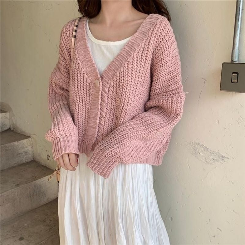 Sweet Cute Preppy Style Loose Outer Wear Long Cardigans