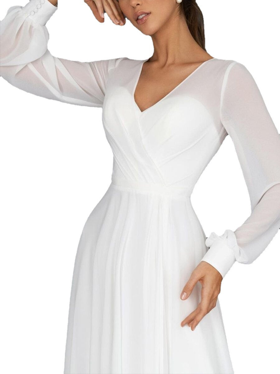 Women's Dress Sexy Sleeve Chiffon Mesh Large Wedding Dresses