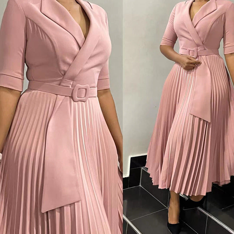 Women's Fashion Tailored Collar Pleat Waisted Africa Clothing