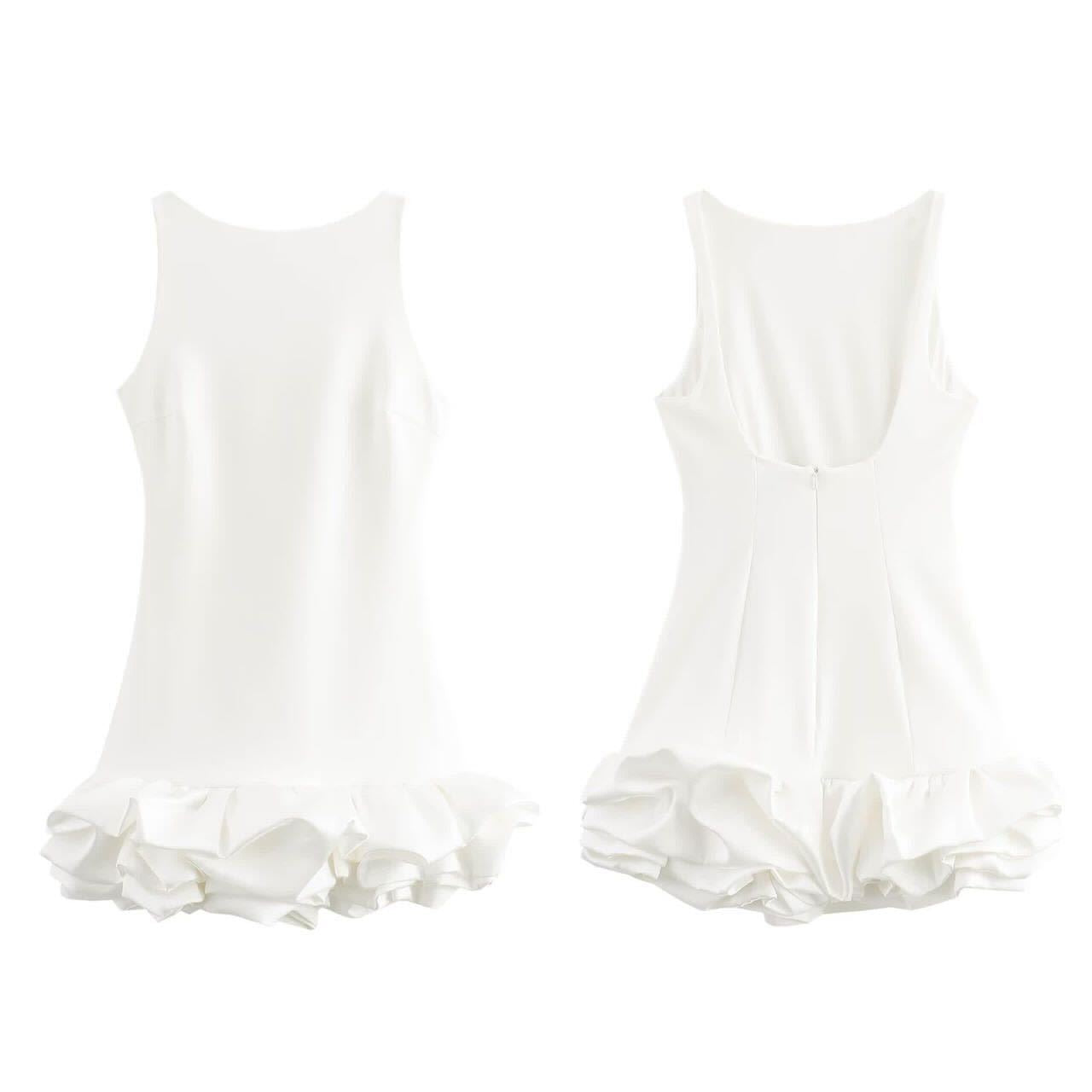 Women's Dress Ruffled Halter Spaghetti Straps Backless Dresses