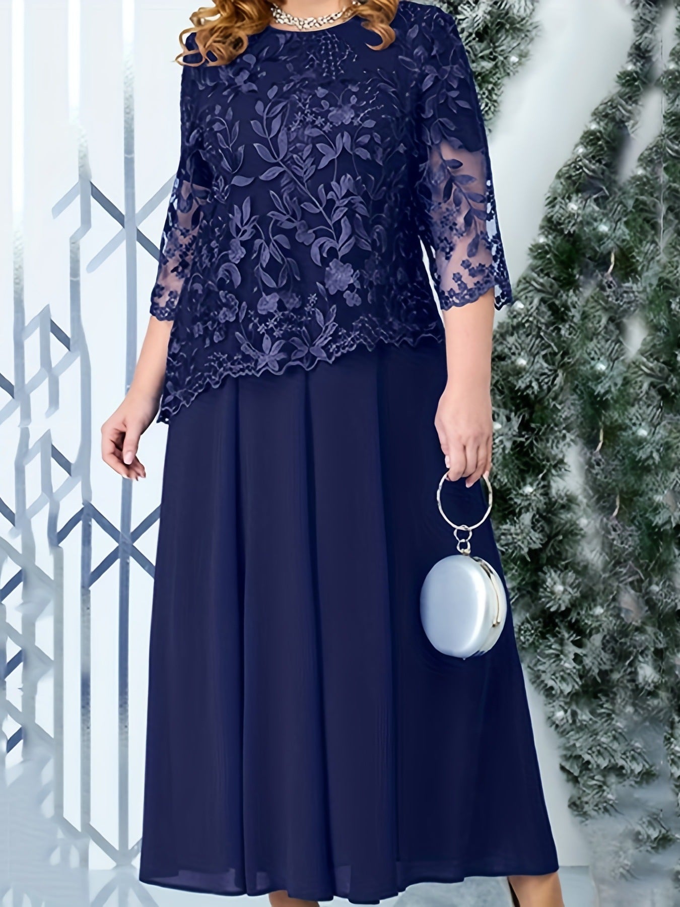 Women's Festival Dress Stitching Embroidered Lace Slim Dresses