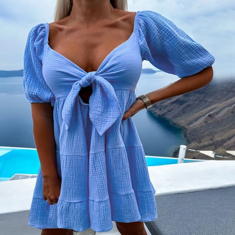 Elegant Glamorous Summer Fashion Tied Sleeve Shorts