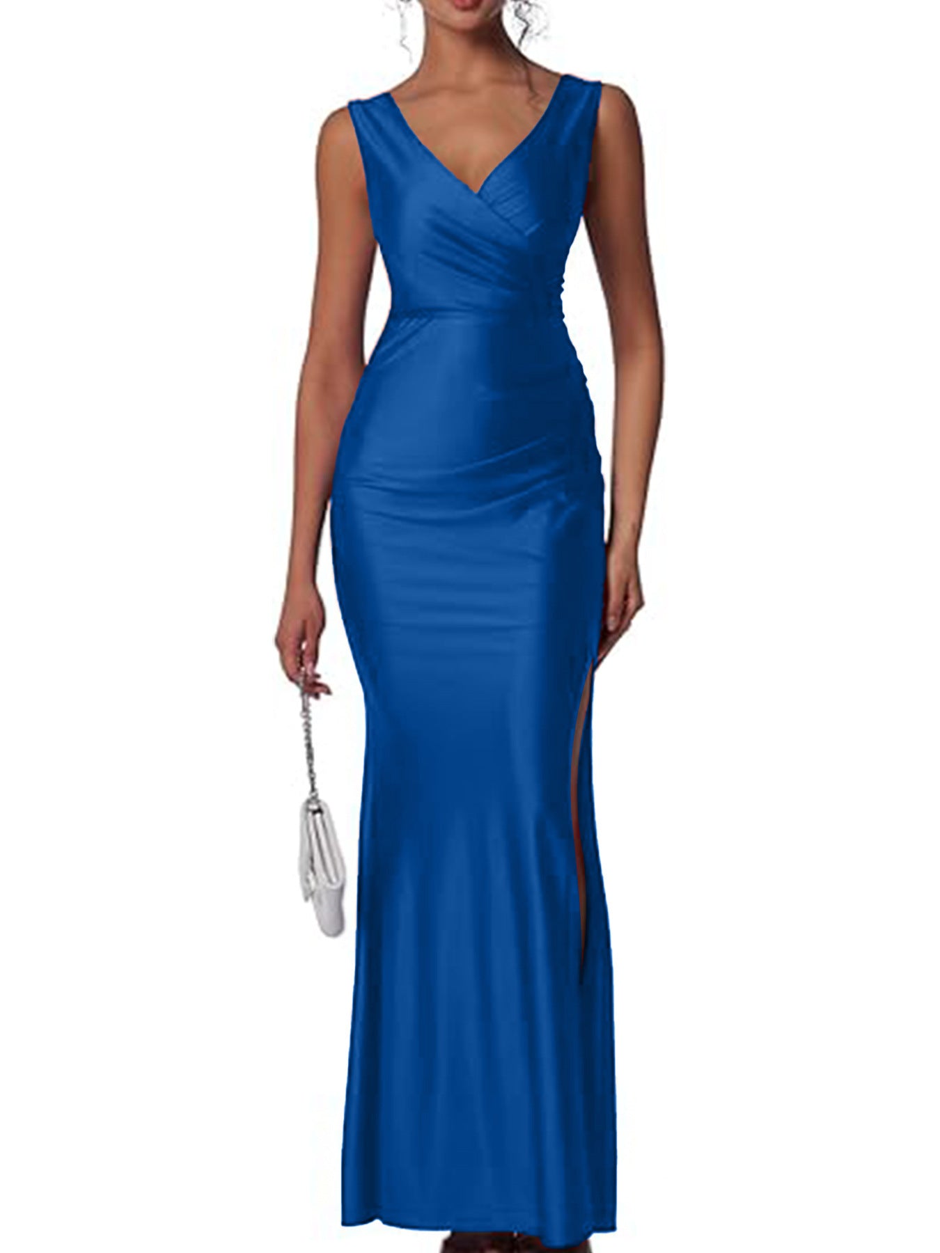 Solid Color Graceful Fashionable Sexy Slit Dress