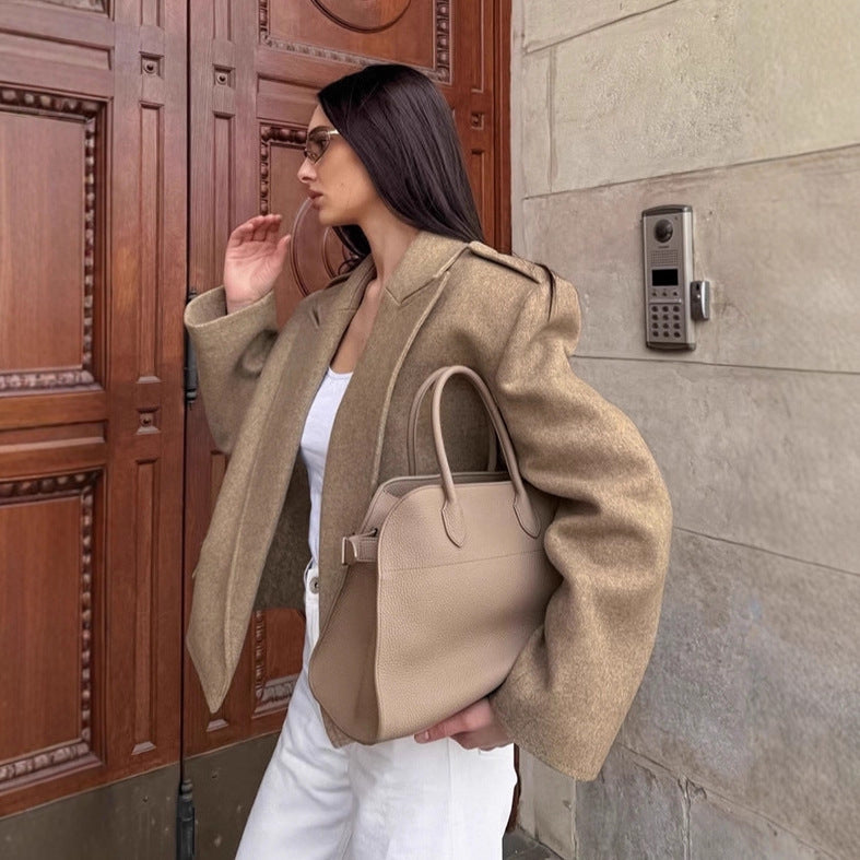 Women's Commuter Workplace Gray Autumn Design Woolen Coats