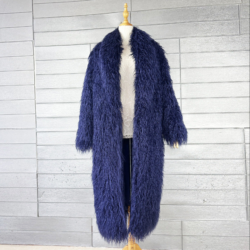 Fur Imitated Tibet Sheep Green Fruit Collar Over Coats