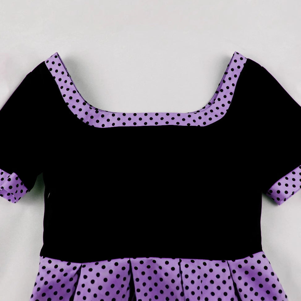 Retro Party Court Polka Dot Stitching Dresses