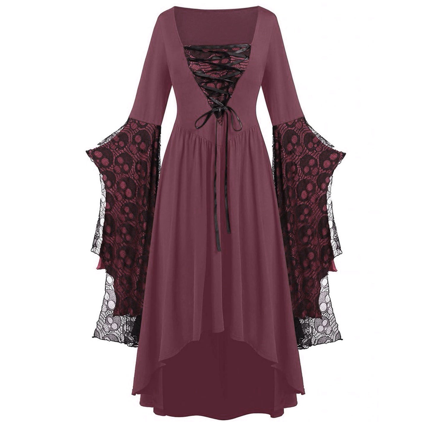 Unique Women's Halloween Skull Lace Tied Dress
