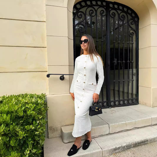 Autumn French Retro Slim Fit Slimming Knitted Dresses