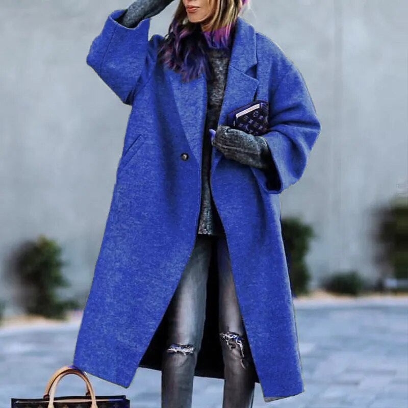 Women's Casual Long Pure Color Warm Keeping Coats