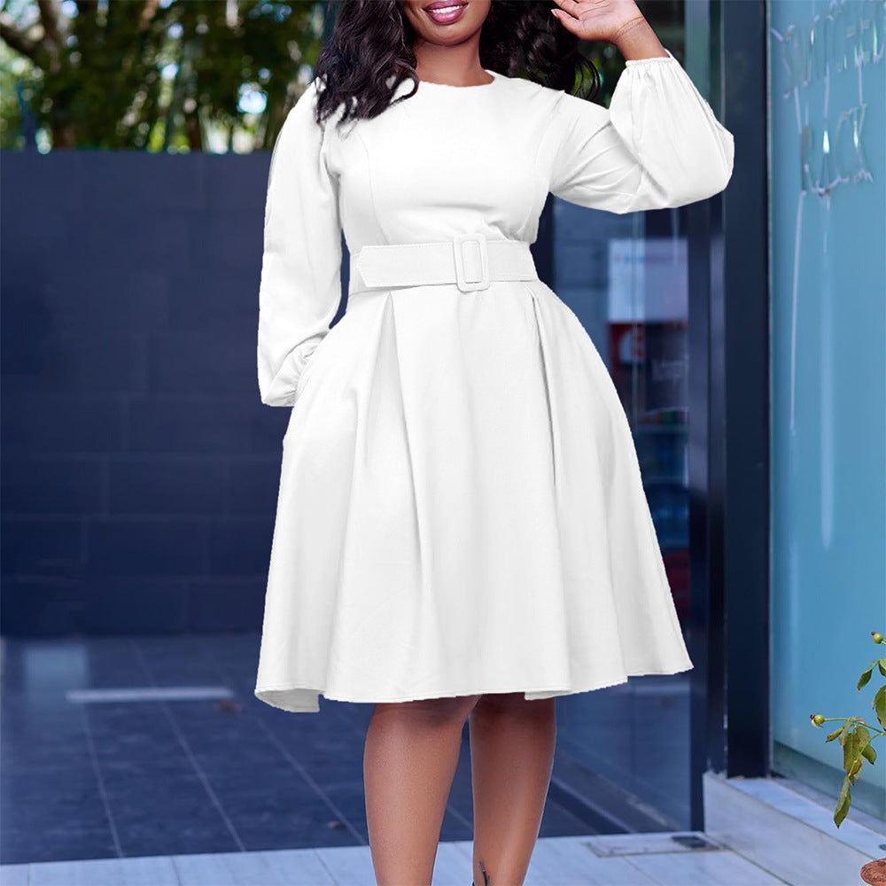 Women's Belt African Wear Long Sleeve Elegant Dress