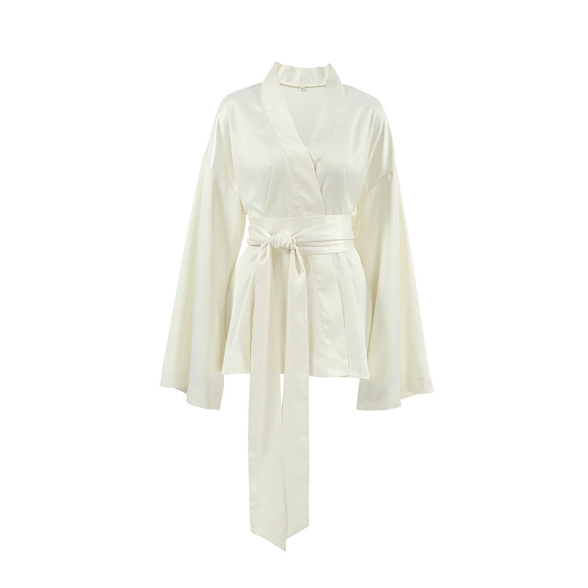 Women's Spring Sexy Loose Tied Long Sleeves Dresses