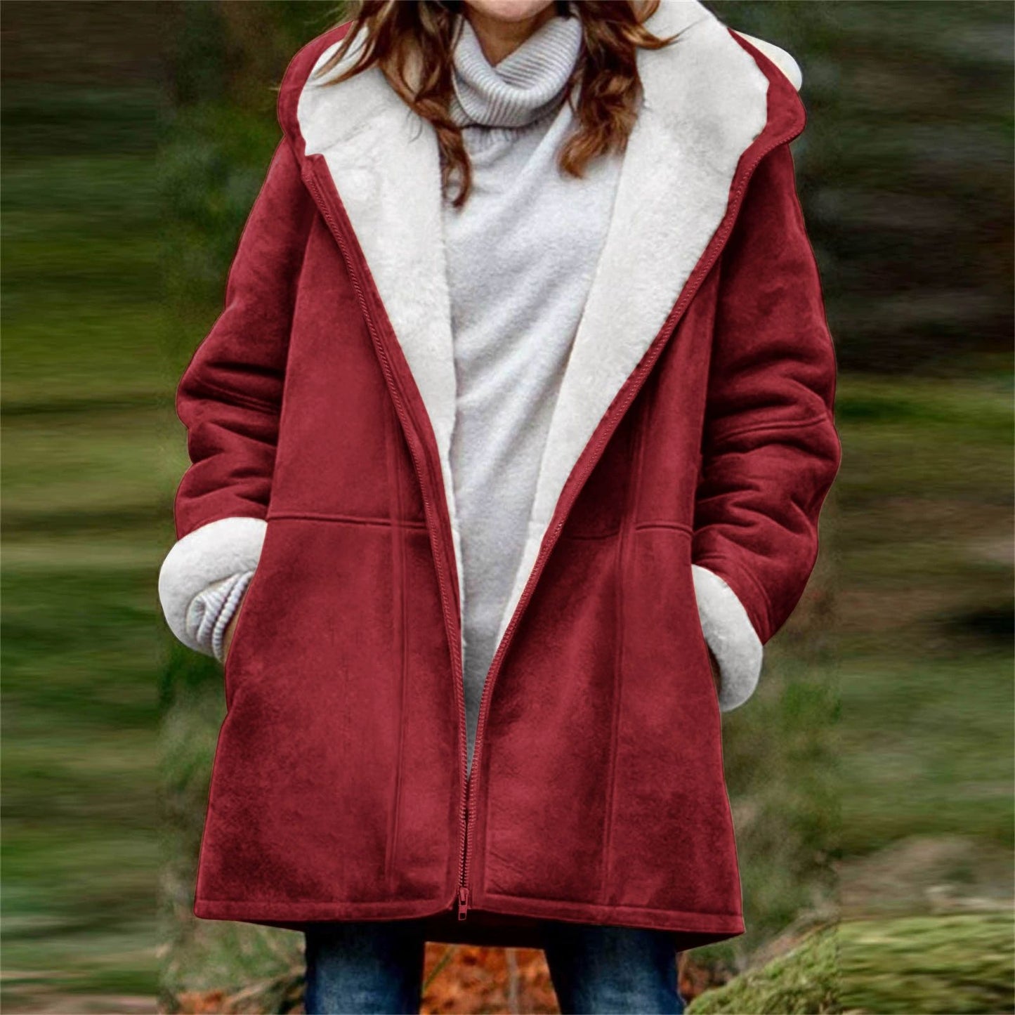 Women's Casual Loose Veet Thickened Solid Color Coats