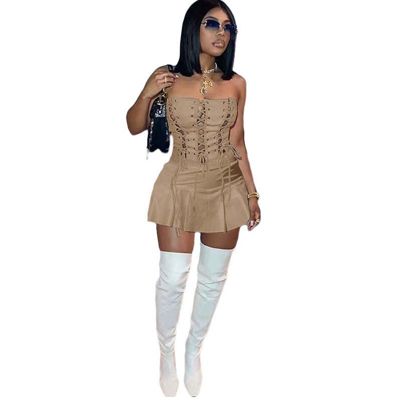 Urban Fashion Sexy Cutout Eyelet Sleeveless Dress