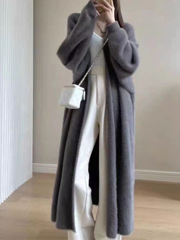 Women's Imitation Mink White Loose Plush Fluffy Women's Sweater