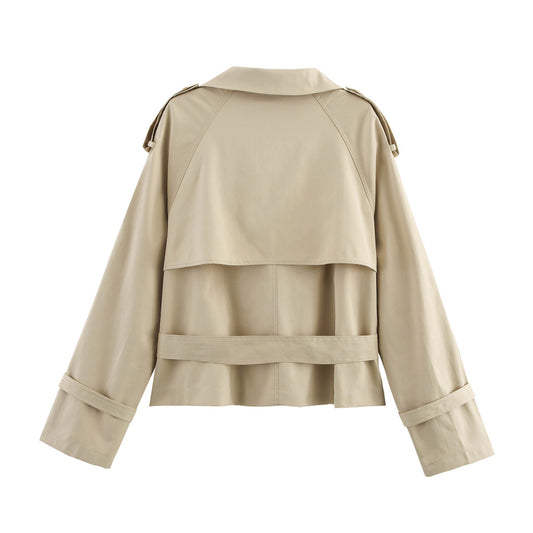 Women's Lapel With Belt Ornament Trench Coats