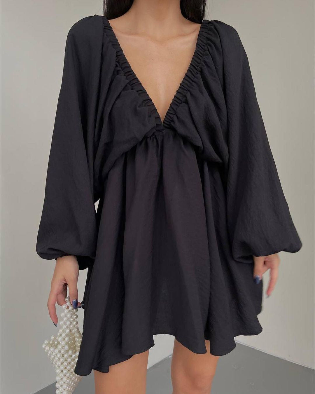 Stylish Dress Design Puff Sleeve Swing Dresses