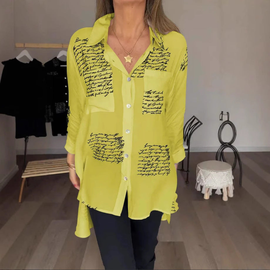 Women's Fashion Printed Loose Sexy Dovetail Shirt Blouses
