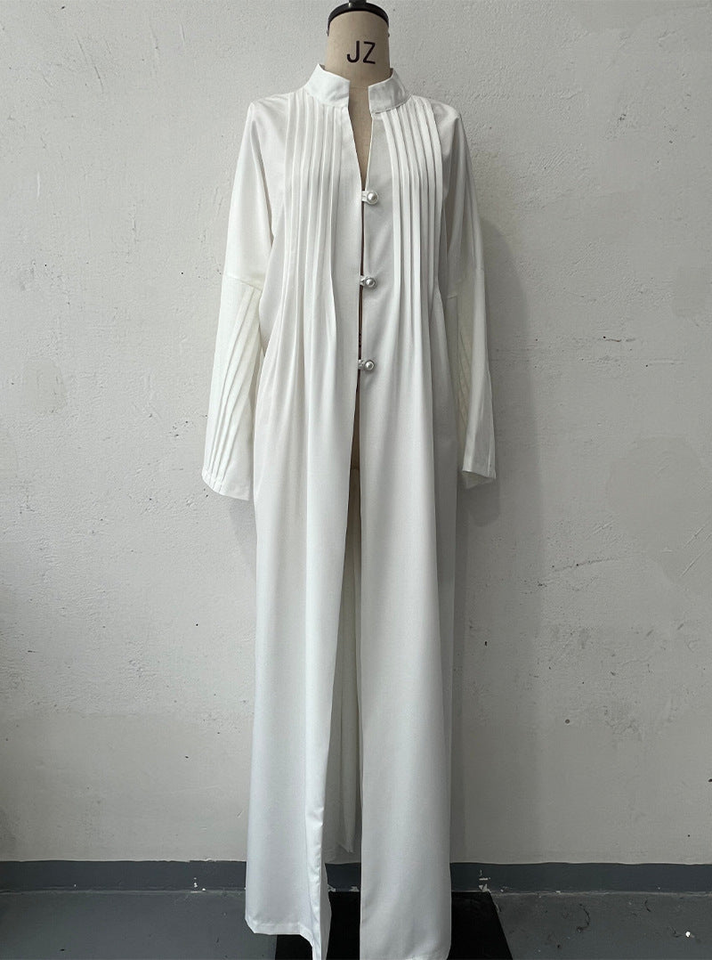 Cool Designer Model Simplicity Pleated Loose Coats