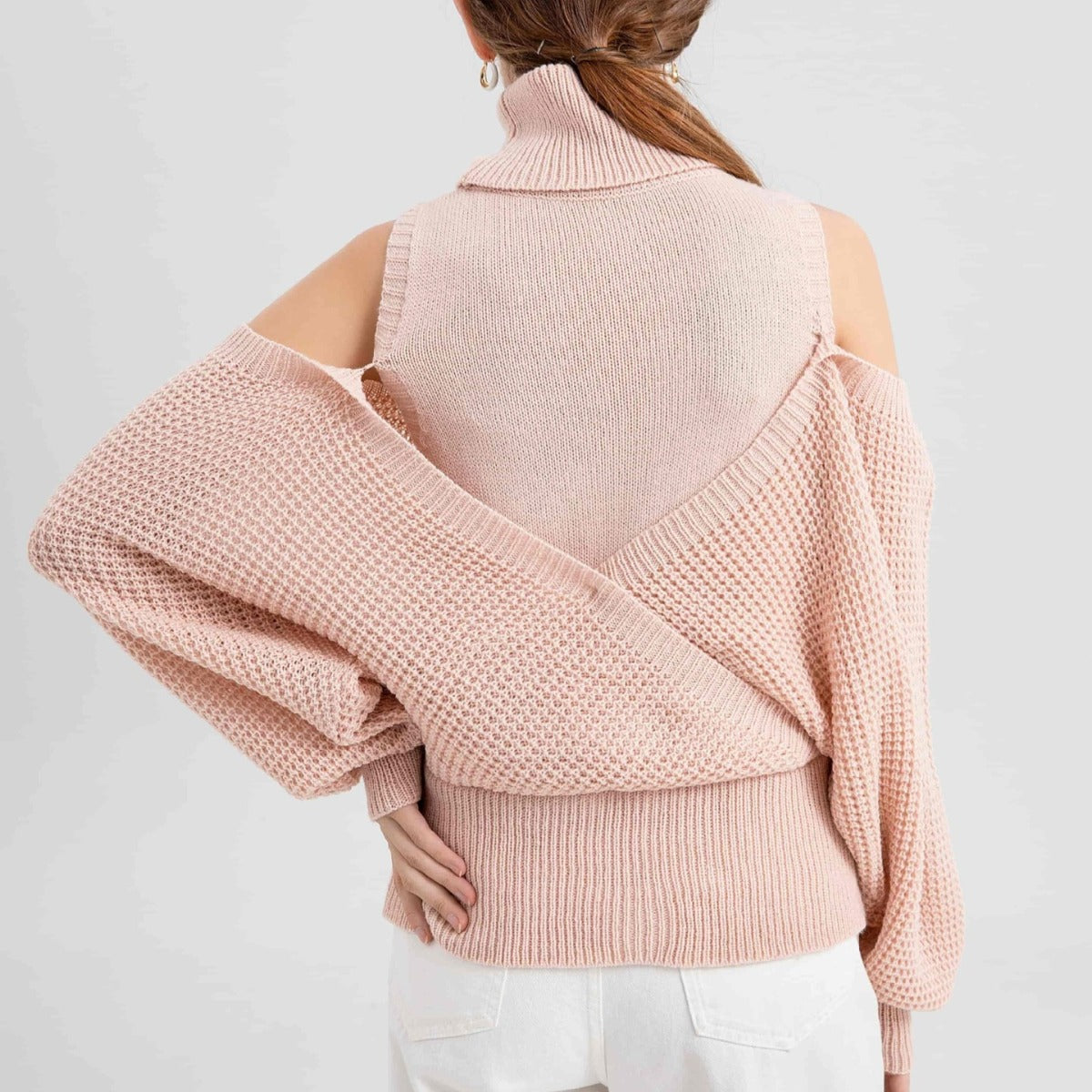 Women's Gentle High-grade Solid Color Knitted Design Long Sweater