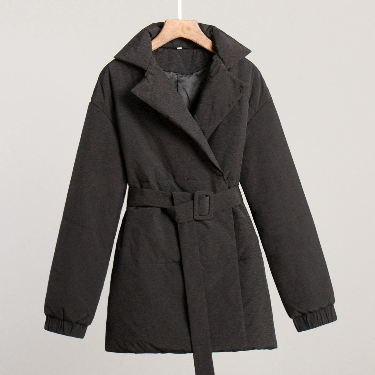 Cotton Winter Thickened Slimming Cinched Solid Coats
