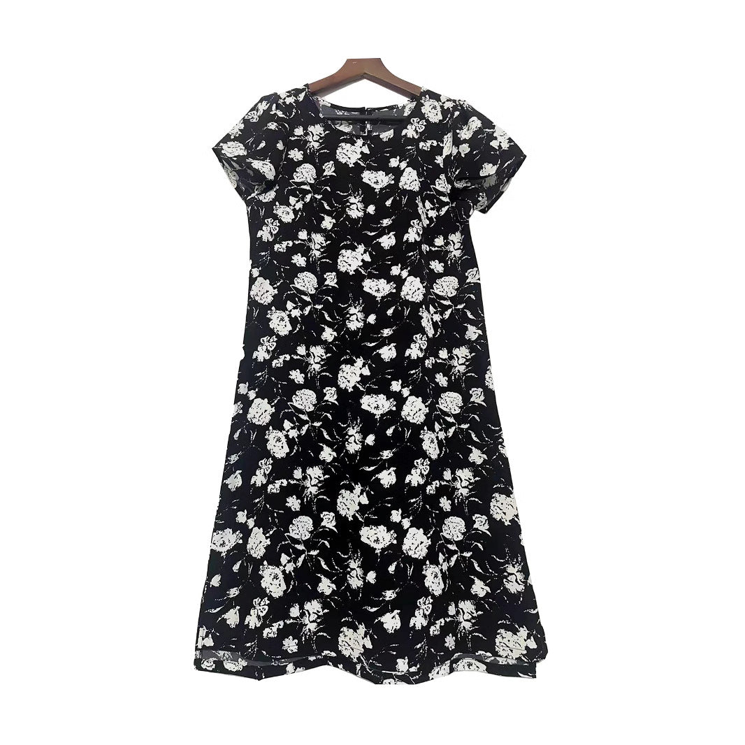 Women's Floral Summer High-grade Short-sleeved Split Dress