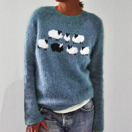 Women's Round Neck Multicolor Loose Fashion Pullover Sweater