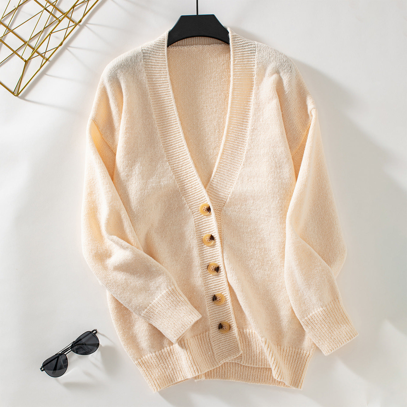 Pretty Women's Elegant Knitted Plain Single-breasted Sweaters