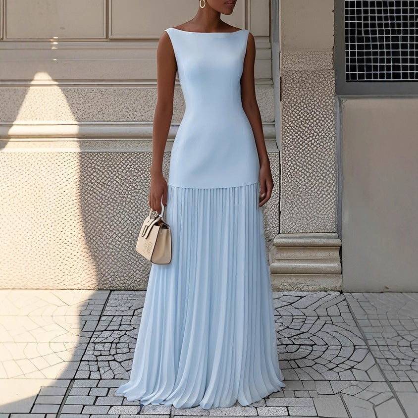 Women's Solid Color Sleeveless Knitted Sexy Slim Dresses