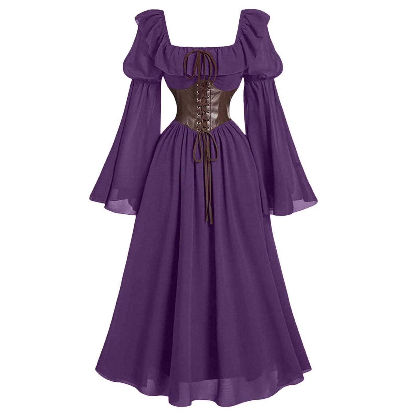 Women's Dress Flared Sleeve Waist Square Collar Dresses