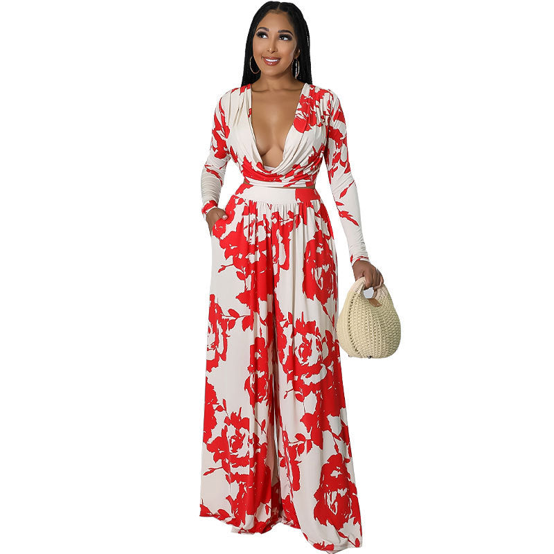 Comfortable Charming Long Sleeve Two-piece Printing Fashion Casual Suit
