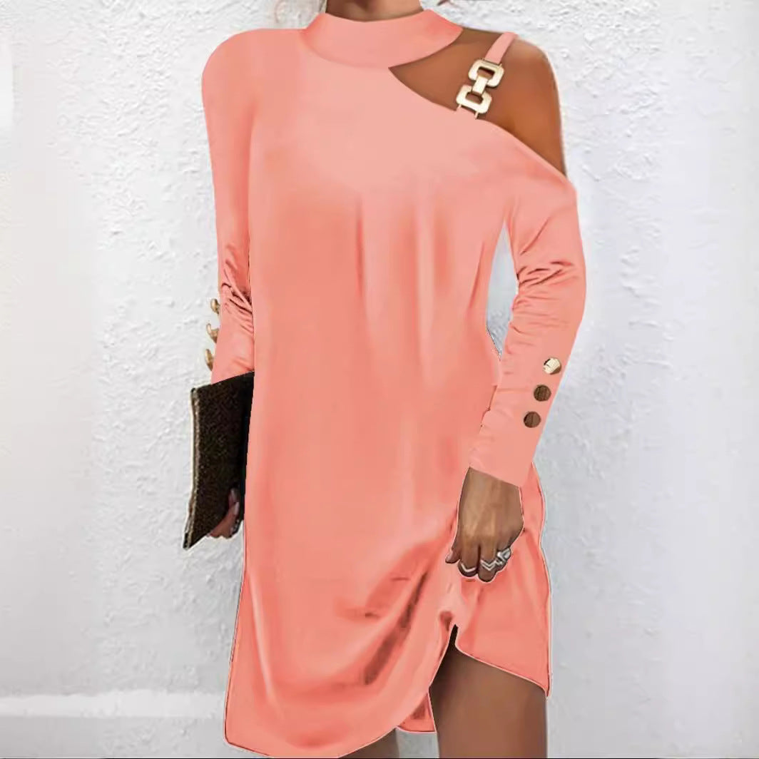Women's Autumn Simple Metal Buckle Halter Button Clothing