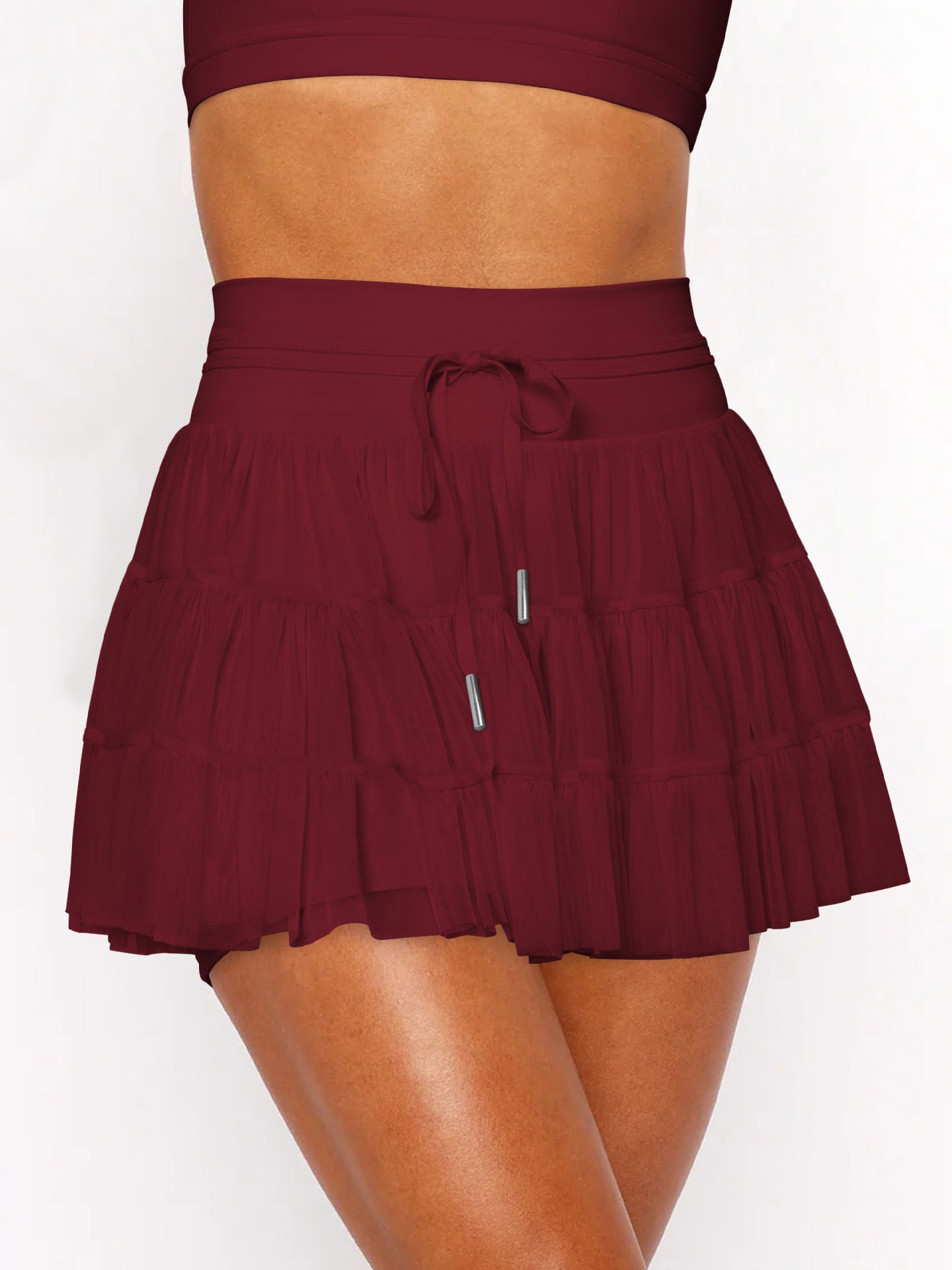 Safety Lace Up Mesh Pleated Summer Skirts