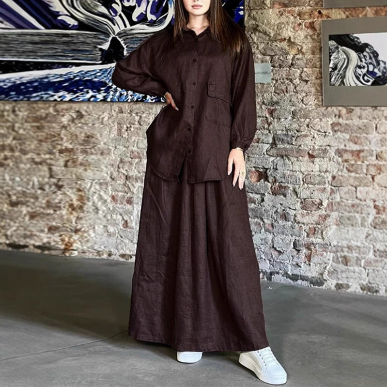 Women's Autumn Retro Lapels Long Sleeve Shirt Suits