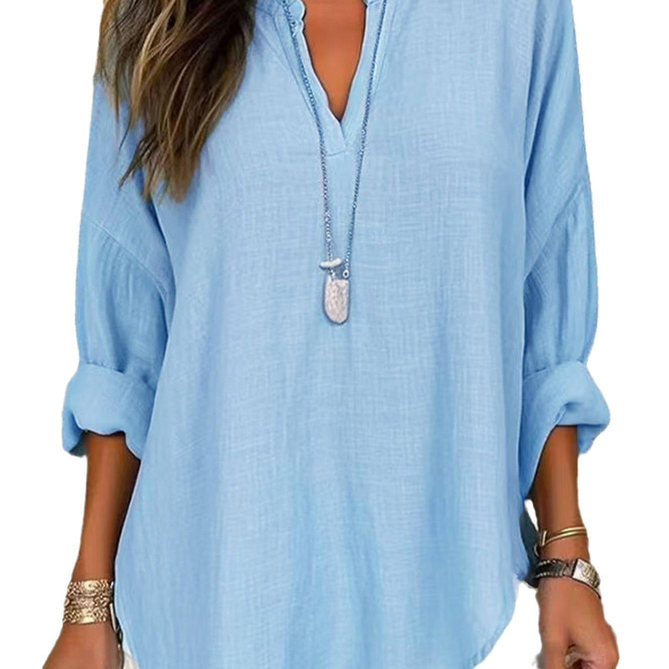 Women's Cotton Linen Solid Color Shirt Blouses