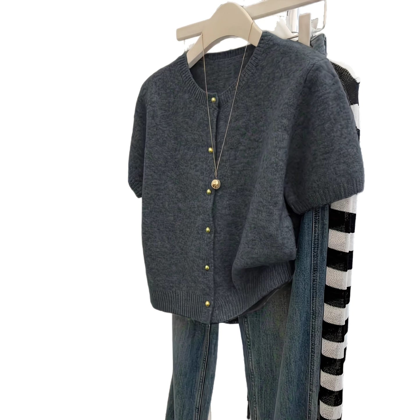 Women's Sleeve Knitted European Goods Round Neck Casual Cardigans